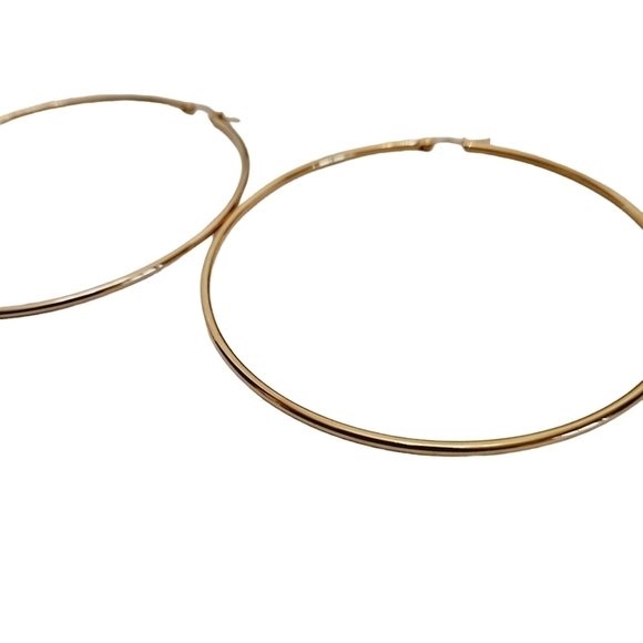 Gold hoop earrings Oversized wide Stainless steel casual lightweight 💖2/$30 - Picture 10 of 13